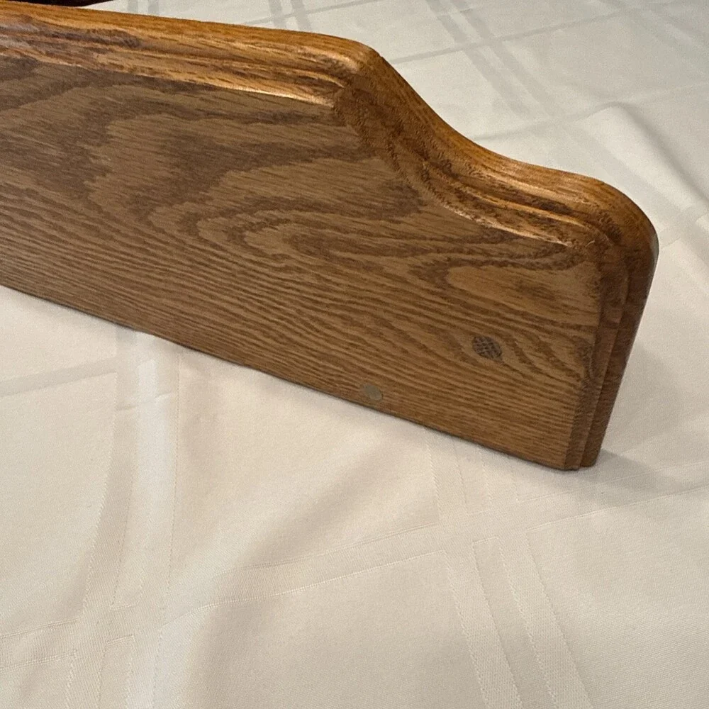 Vintage Solid Oak Hanging Wall Shelf Carved Floral Scroll Appliqué 16” Farmhouse